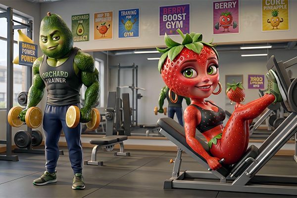 Abacatudo e Moranguete, frutas antropomorfizadas que fazem sucesso em vídeos curtos nas redes sociais - Ilustração: Paulo Silvestre
